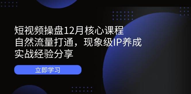 短视频操盘12月核心课程：自然流量打通，现象级IP养成，实战经验分享-致富学堂
