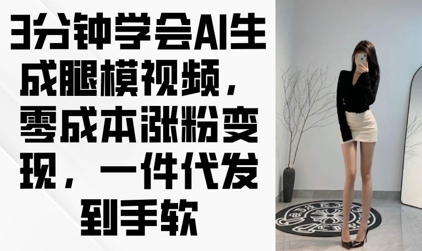 （14537期）3分钟学会AI生成腿模视频，零成本涨粉变现，一件代发到手软-致富学堂