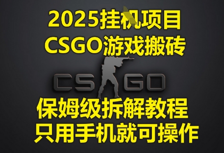 2025挂G项目，CSGO游戏搬砖，保姆级拆解教程，只用手机就可操作【揭秘】-致富学堂