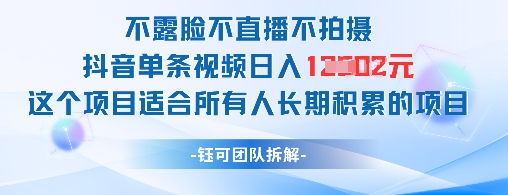 不露脸不直播不拍摄抖音单条视频日入1k+这个项目适合所有人长期积累的项目-致富学堂