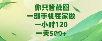 你只管截图，一部手机在家做，苹果安卓都可以，一天5张+【揭秘】-致富学堂