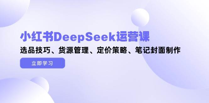（14748期）小红书DeepSeek运营课，选品技巧、货源管理、定价策略、笔记封面制作-致富学堂
