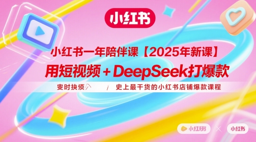 小红书一年陪伴课【2025年新课】，用短视频+deepSeek打爆款，史上最干货的小红书店铺爆款课程-致富学堂