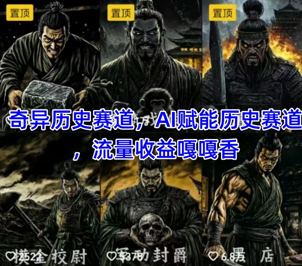 抖音奇异历史赛道，AI赋能历史赛道，流量收益嘎嘎香，狂撸伙伴计划-致富学堂