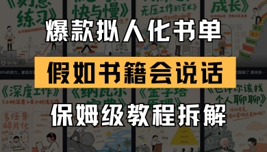 最新爆款拟人化书单玩法，假如书籍会说话，保姆级教程-致富学堂