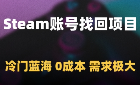 Steam账号找回项目，冷门蓝海，0成本，需求极大-致富学堂