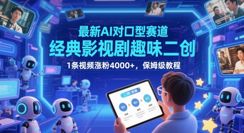 最新AI对口型赛道，经典影视剧趣味二创，1条视频涨粉4000+，保姆级教程-致富学堂