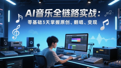 AI音乐全链路实战变现课：零基础3天掌握原创、翻唱、变现-致富学堂