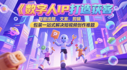 数字人IP打造获客变现实操课，智能选题、文案、剪辑、包装一站式解决短视频创作难题-致富学堂