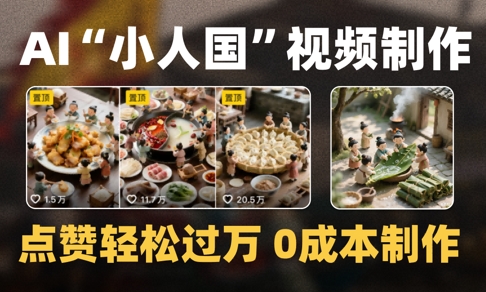 爆款1000W+播放微缩景观迷你小人国AI视频0成本制作全流程教学-致富学堂