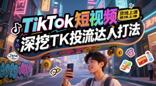 TikTok短视频带货线上课，深挖TK投流达人打法-致富学堂