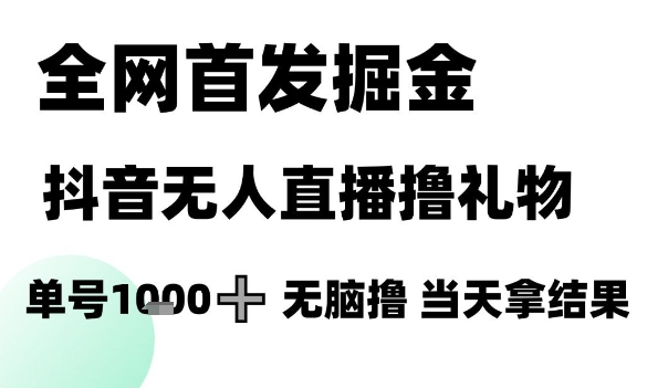 全网首发掘金抖音无人直播撸礼物，单号1k +无脑撸，当天拿结果【揭秘】-致富学堂