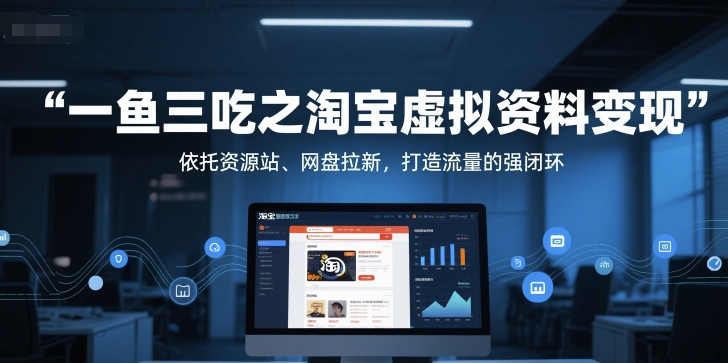 一鱼三吃之淘宝虚拟资料变现，依托资源站、网盘拉新，打造流量的强闭环-致富学堂