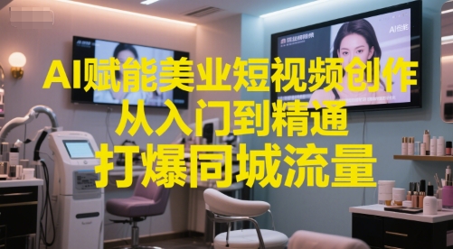 AI赋能美业短视频创作，从入门到精通，打爆同城流量，超级AI工具短视频实操落地-致富学堂