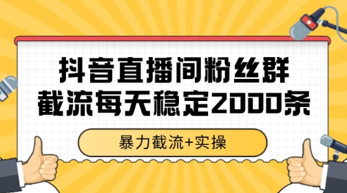 抖音直播间粉丝群暴力截流，一台电脑每天稳定2000条数据【揭秘】-致富学堂