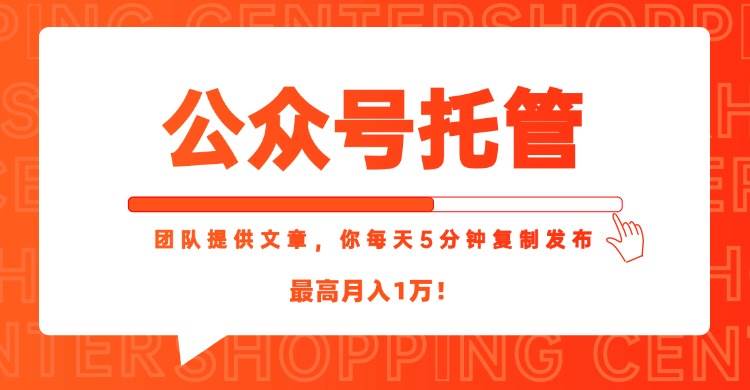 （15109期）【公众号托管 】我提供文章，你每天５分钟复制发布，最高月入1W-致富学堂