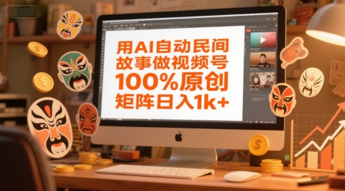 用AI自动民间故事做视频号，100%原创，矩阵日入1k+-致富学堂
