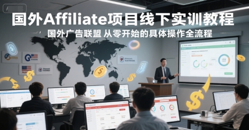 国外Affiliate项目线下实训教程，国外广告联盟从零开始的具体操作全流程-致富学堂