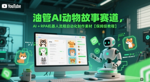 油管AI动物故事赛道，AI+RPA机器人流程自动化制作素材【保姆级教程】-致富学堂