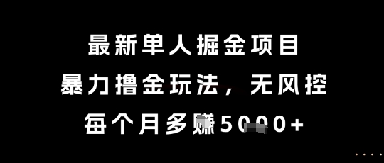 最新单人掘金项目，暴力撸金玩法，无风控，每个月多挣5k+【揭秘】-致富学堂