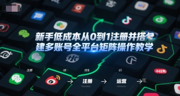 新手低成本从0到1注册并搭建多账号全平台矩阵操作教学，手机号-邮箱-IP-工具-致富学堂