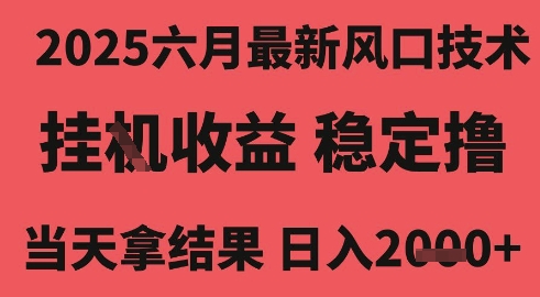 2025六月最新风口技术，无人挂G撸礼物，长期稳定 一个小时收益2k+，小白当天拿结果【揭秘】-致富学堂