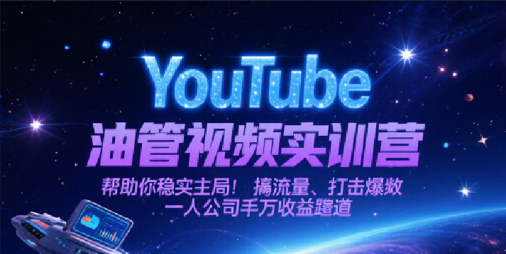 YouTube油管视频实训营，帮助你稳入局、搞流量、打爆款，一人公司千万收益赛道-致富学堂