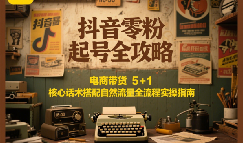 抖音零粉起号全攻略：电商带货 5+1 核心话术搭配自然流量全流程实操指南-致富学堂
