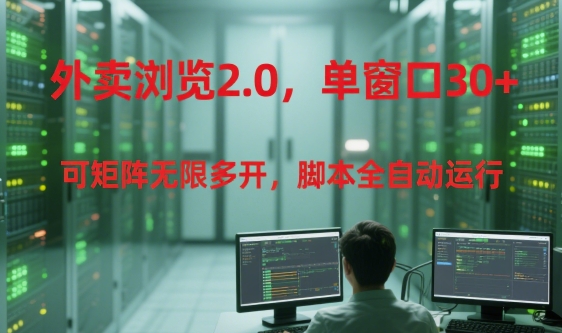 外卖浏览2.0，单窗口30+可矩阵无限多开，脚本全自动运行【揭秘】-致富学堂