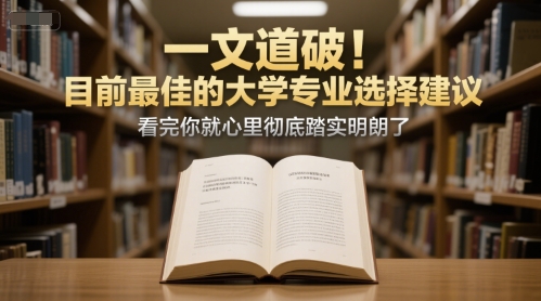付费文章：一文道破！目前最佳的大学专业选择建议，看完你就心里彻底踏实明朗了-致富学堂