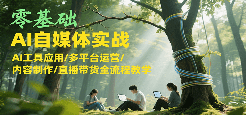 零基础AI自媒体实战，AI工具应用/多平台运营/内容制作/直播带货全流程教学-致富学堂