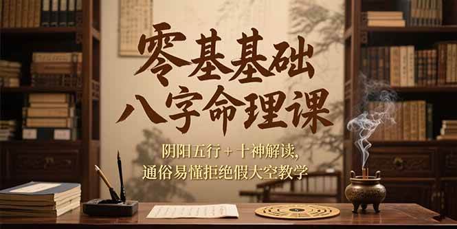 （15283期）零基础八字命理课，阴阳五行+十神解读，通俗易懂拒绝假大空教学-致富学堂