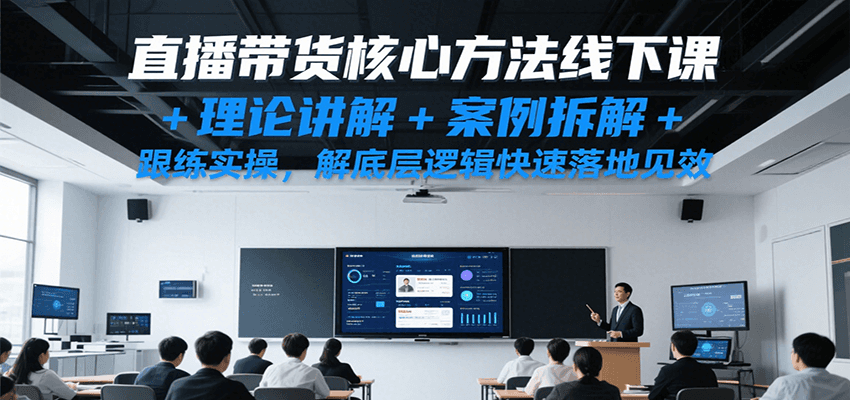 直播带货核心方法线下课，理论讲解+案例拆解+跟练实操，解底层逻辑快速落地见效-致富学堂