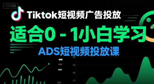 Tiktok短视频广告投放，适合0-1小白学习ADS短视频投放课-致富学堂