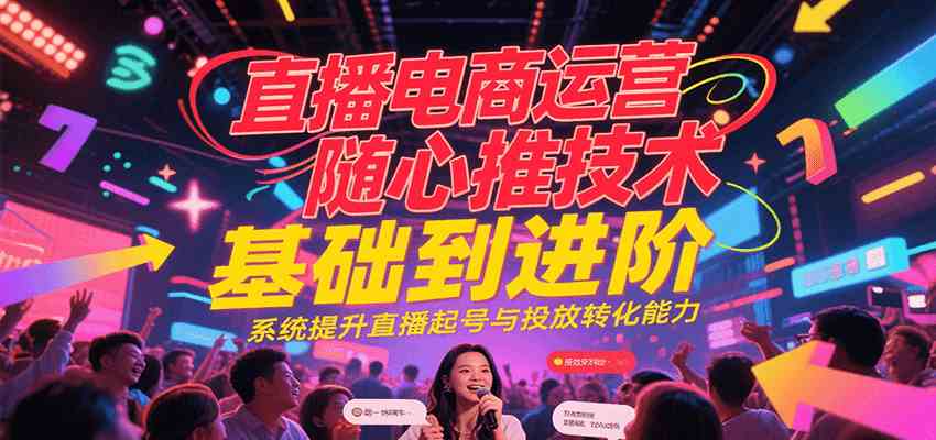 直播电商运营随心推投放技术基础到进阶，系统提升直播起号与投放转化能力-致富学堂