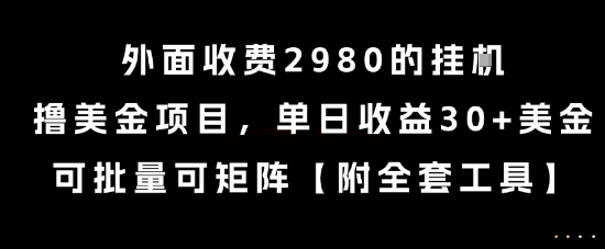 外面收费2980的挂G撸美金项目，单日收益30+美金，可批量可矩阵【揭秘】-致富学堂