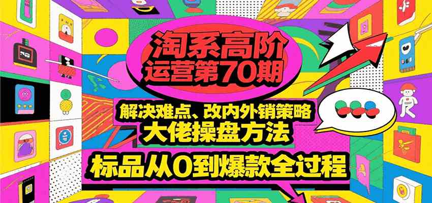 淘系高阶运营第70期，解决难点、改内外销策略，大佬操盘方法，标品从0到爆款全过程-致富学堂