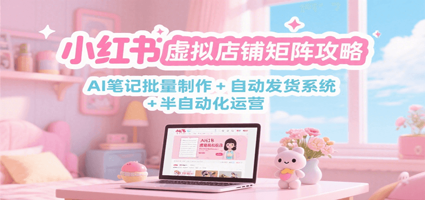小红书虚拟店铺矩阵攻略：AI笔记批量制作 + 自动发货系统 + 半自动化运营-致富学堂