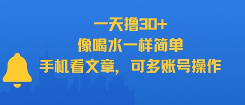 一天撸30+，像喝水一样简单，手机看文章，可多账号操作-致富学堂