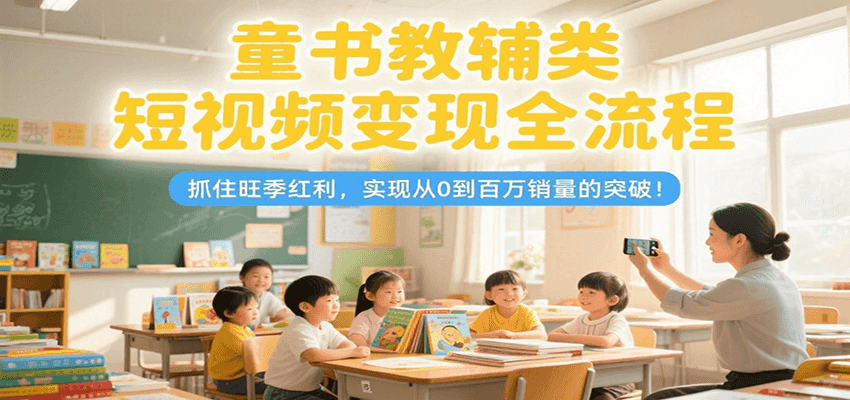 童书教辅类短视频变现全流程，抓住旺季红利，实现从0到百万销量的突破！-致富学堂