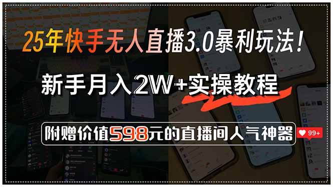 （15335期）25年快手无人直播3.0暴利玩法！，新手月入2W+实操教程，附赠价值598元…-致富学堂