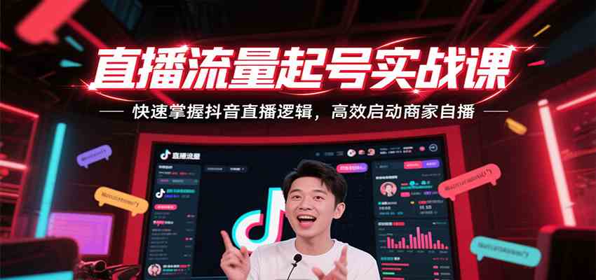 直播流量起号实战课，快速掌握抖音直播逻辑，高效启动商家自播-致富学堂