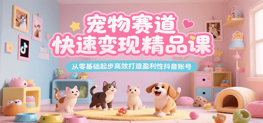 宠物赛道快速变现精品课，从零基础起步高效打造盈利性抖音账号-致富学堂