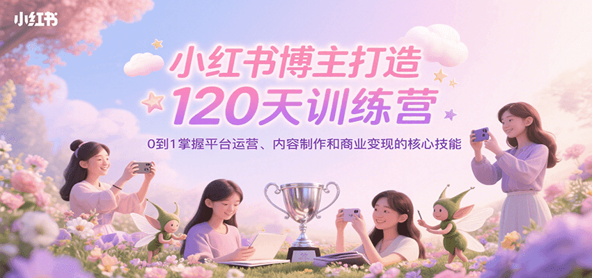 小红书博主打造120天训练营，0到1掌握平台运营、内容制作和商业变现-致富学堂