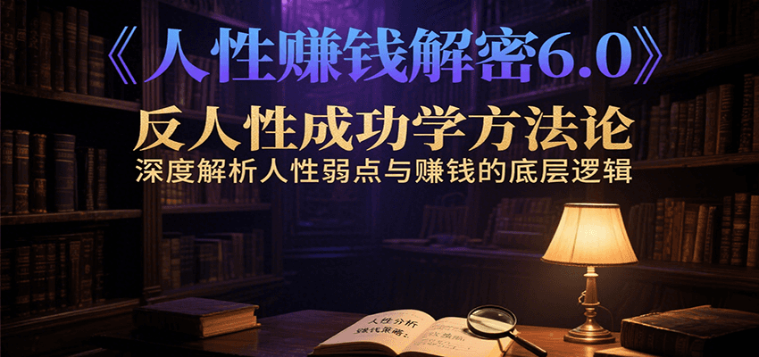 人性赚钱解密6.0，反人性成功学方法论，深度解析人性弱点与赚钱的底层逻辑-致富学堂