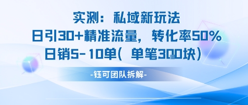 实测私域新玩法日引30加精准流量转化率50%日销5-10单每笔3张-致富学堂
