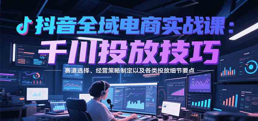 抖音全域电商实战，千川投放技巧，赛道选择、经营策略制定以及各类投放细节要点-致富学堂