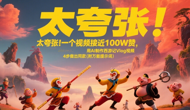 太夸张！一个视频接近100W赞，用AI制作西游记Vlog视频，全流程拆解来了(附万能提示词)-致富学堂