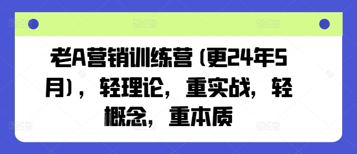老A营销训练营(更25年7月)，轻理论，重实战，轻概念，重本质-致富学堂