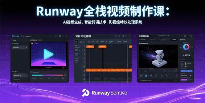 （15515期）Runway全栈视频制作课：AI视频生成，智能剪辑技术，影视级特效处理系统-致富学堂